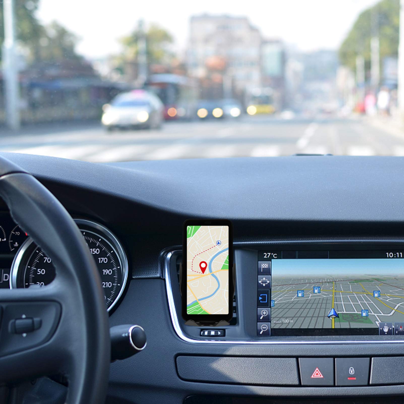 VICASKY 1 Juego Soporte para Teléfono Móvil Soporte para Teléfono De Coche Soporte para Celular para Auto Estanteria Trastero Aleación De Aluminio Bandeja De Almacenamiento Inducción