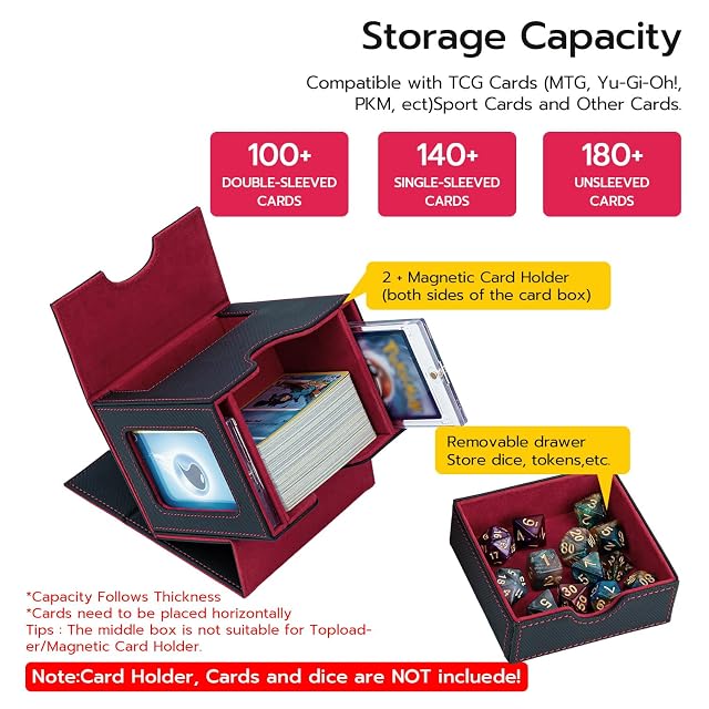 Foto 2 de 8 de Tolesum Caja de Cartas para MTG, Card Deck Box para 100+ Cartas con 2 Pantallas Commander, Magnetic Flip Box…
