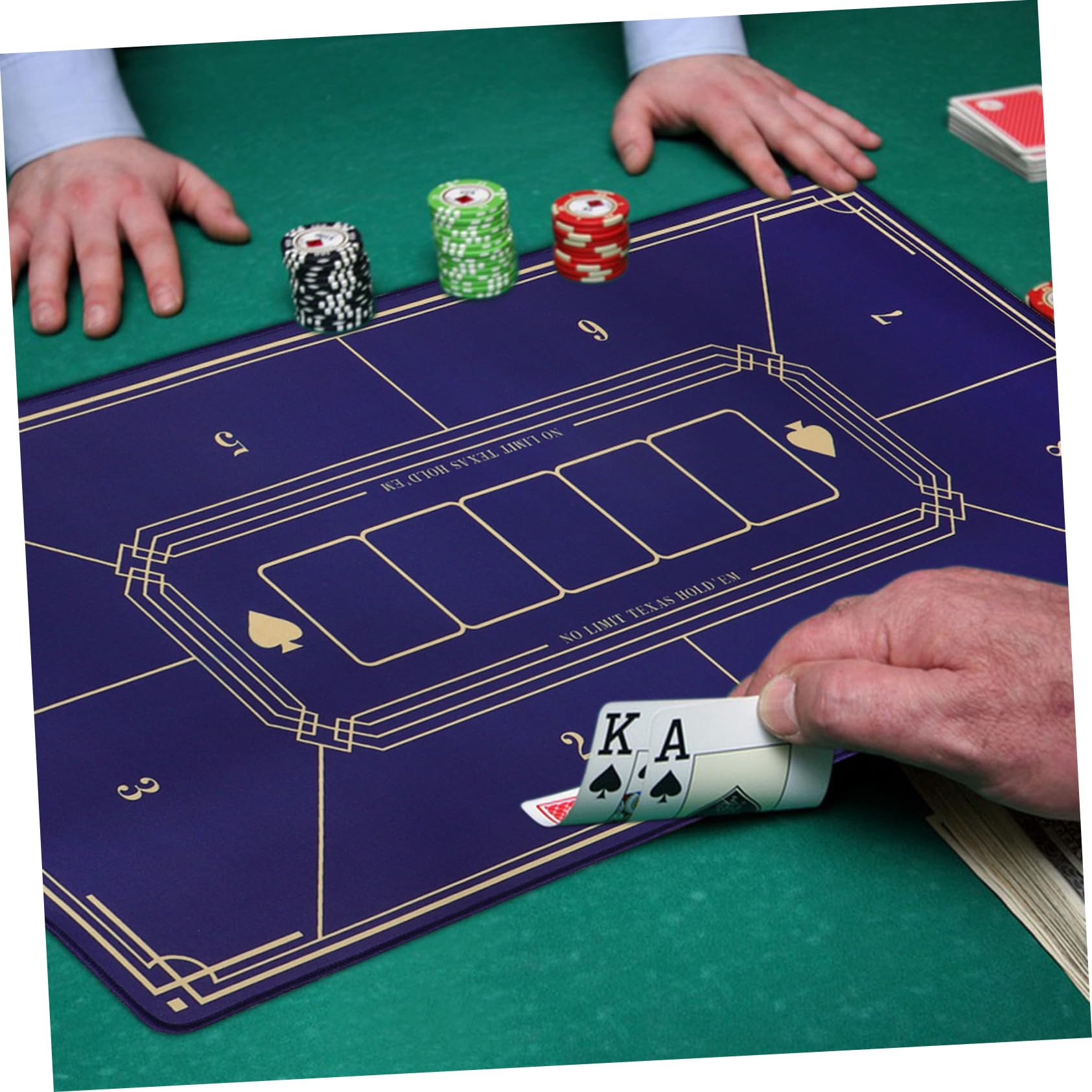 Genérico Tapete De Póker Antideslizante para Mesa De Juego Profesional 40x80 Cm Azul Superficie Estable Diseño Versátil Adecuado para Póker y Juegos De Mesa De