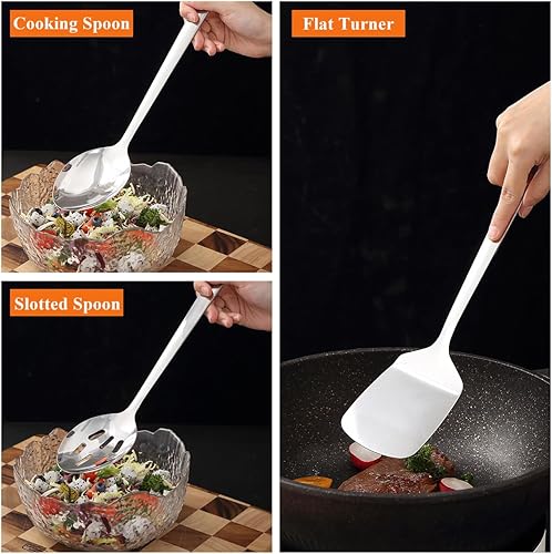 Miniatura 6 de Homquen Juego de utensilios de cocina de acero inoxidable, 4 piezas, juego de utensilios de cocina, juego de espátulas, cucharas de cocina,