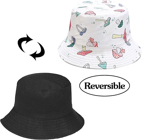 Miniatura 3 de XYIYI Lindo sombrero de pescador, sombrero de playa para mujer, reversible, con doble lado