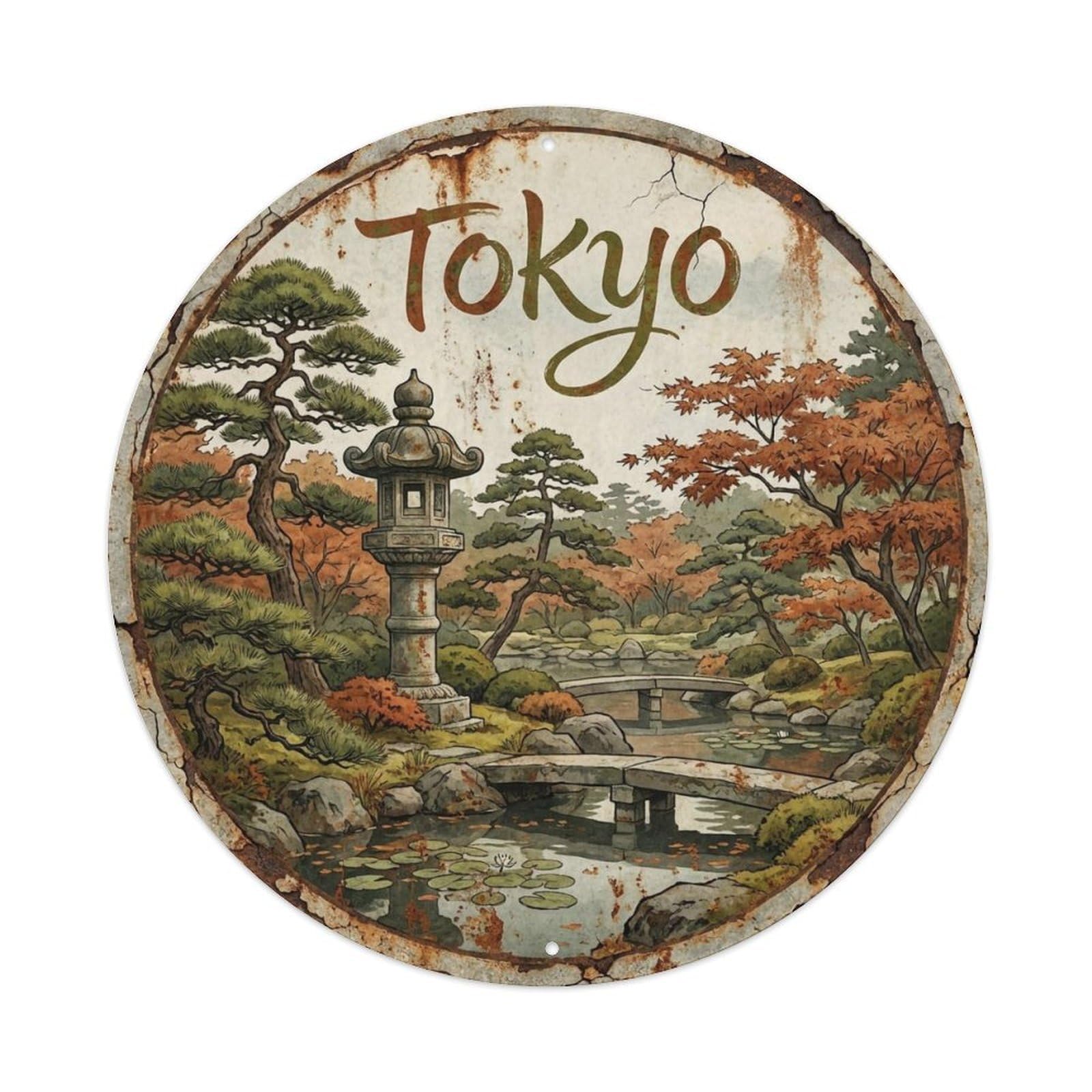 Vintage Travel Tokyo Japan Garden Vintage Metal Tin Sign Plaque Wall Decor for Cafe, Club Bar, Office, Garden Metal Poster 8x8Inch