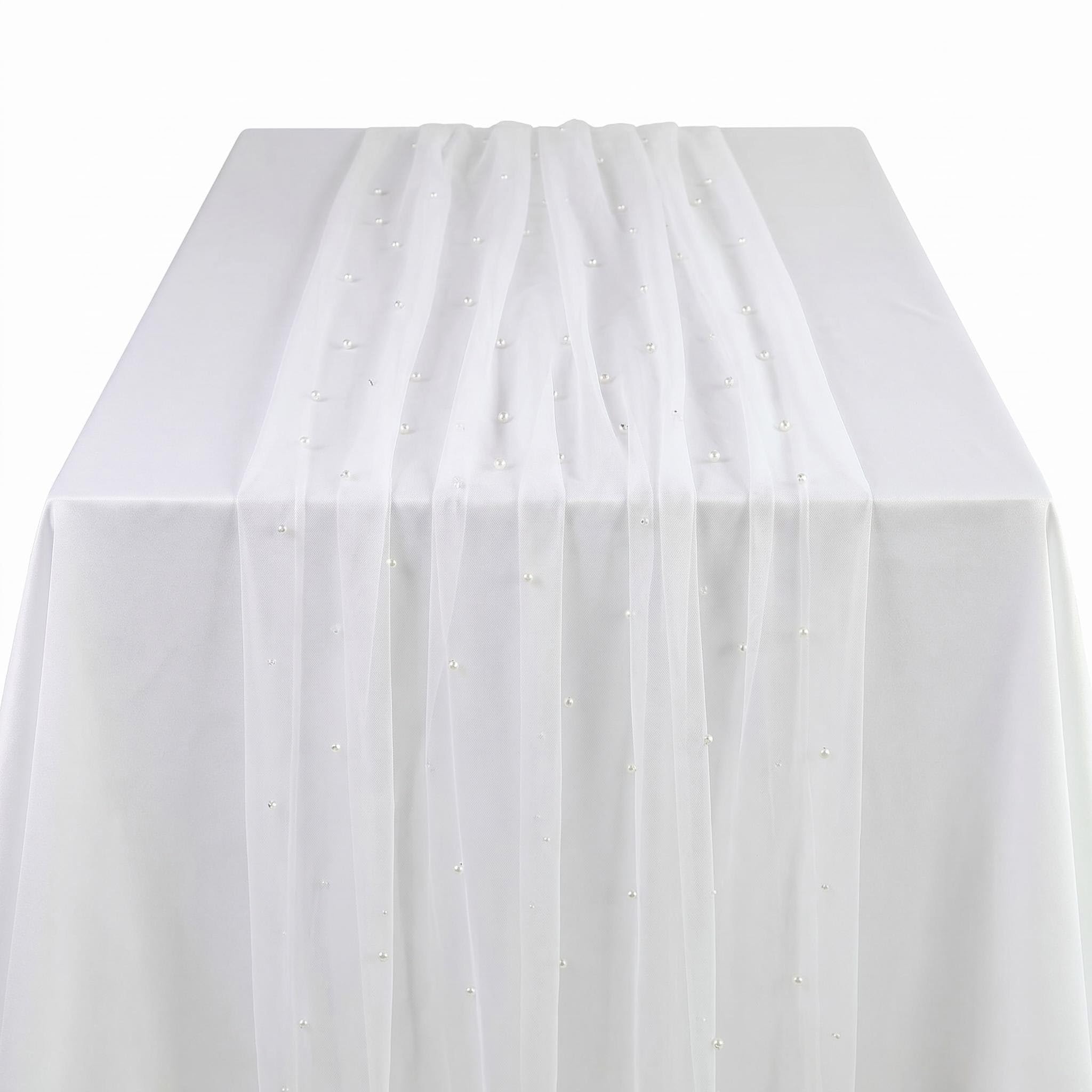Durdiiy Pearl White Gauze Table Runner 75x300cm Cheesecloth Dining Summer Decor Romantic Thanksgiving Christmas Decoration Boho Cheese Cloth Fall Autumn Birthday Wedding Party Bridal Shower