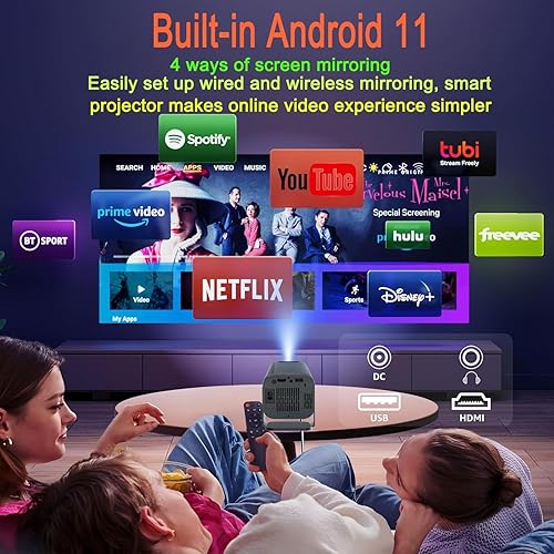 Miniatura 3 de Proyector Keystone automático inteligente con WIFI y Bluetooth, giratorio de 270°, mini proyector portátil AMX500, proyector 4K nativo 1080P,