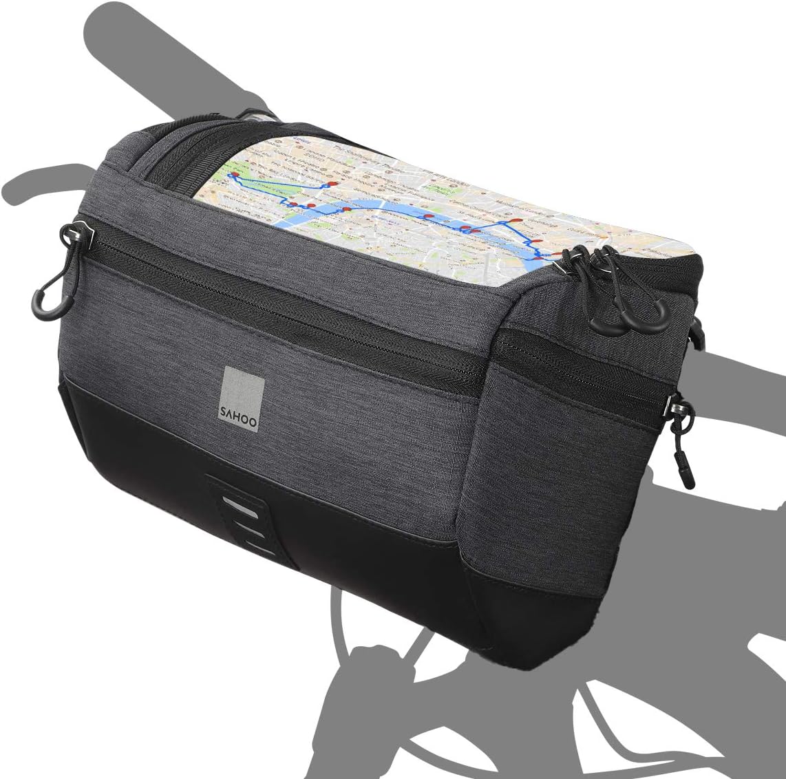 Roswheel Essentials Series Bike Handlebar Bag Bicycle Basket Pack with Map Holder/Phone Pouch, Black