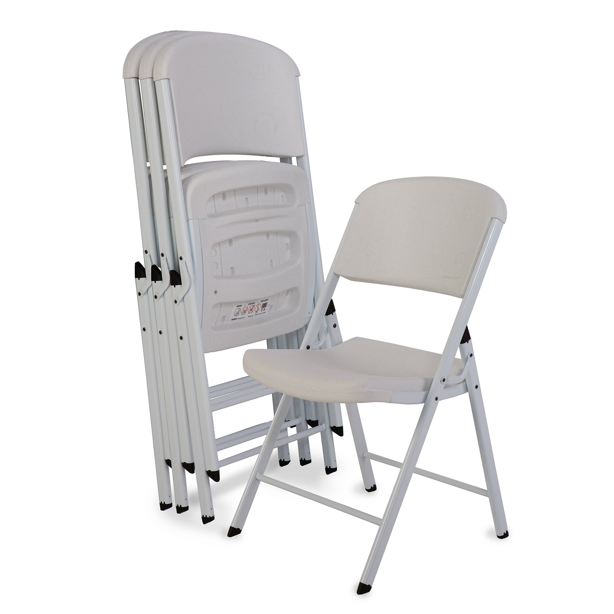 Lifetime80359 Commercial Grade Folding Chairs, 4 Pack, White Granite/White