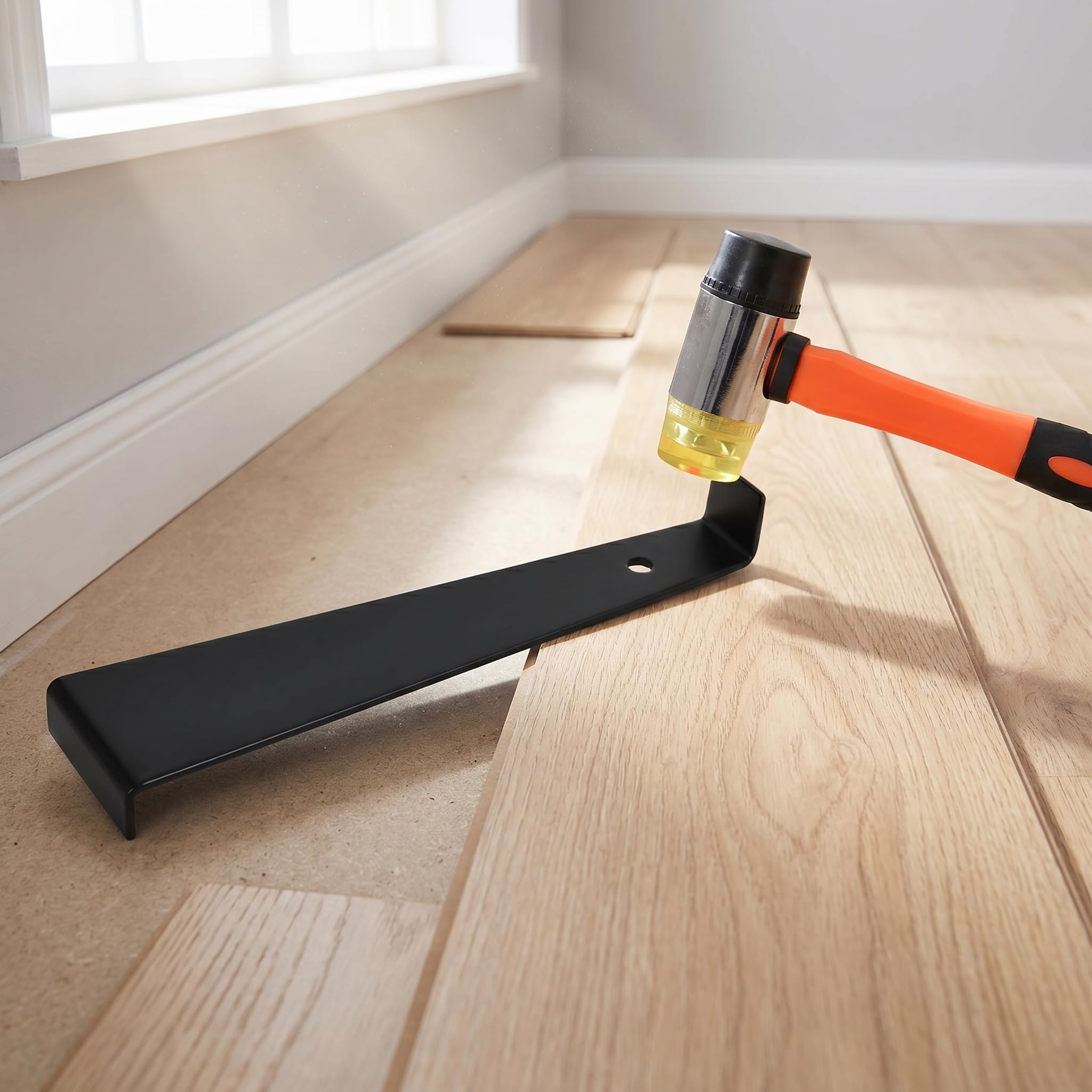 Kit de Instalación de Suelo Laminado, 64 PCS Herramientas para Piso Laminado con Martillo de Goma, Palanca, 60 Cuñas Separadoras, Bloque de Impacto y Bolsa, Kits Colocación de Suelo Laminado
