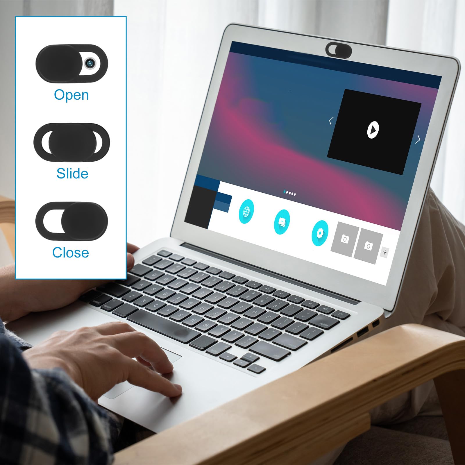 Copriwebcam Ultra Sottile Nero Scorrevole per Laptop Desktop Telefono Tablet