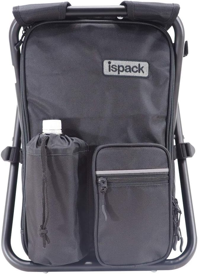 [ イスパック ] アウトドア 椅子付き リュック 2WAY ペットボトルポケット付き HQ-PLUS ブラック