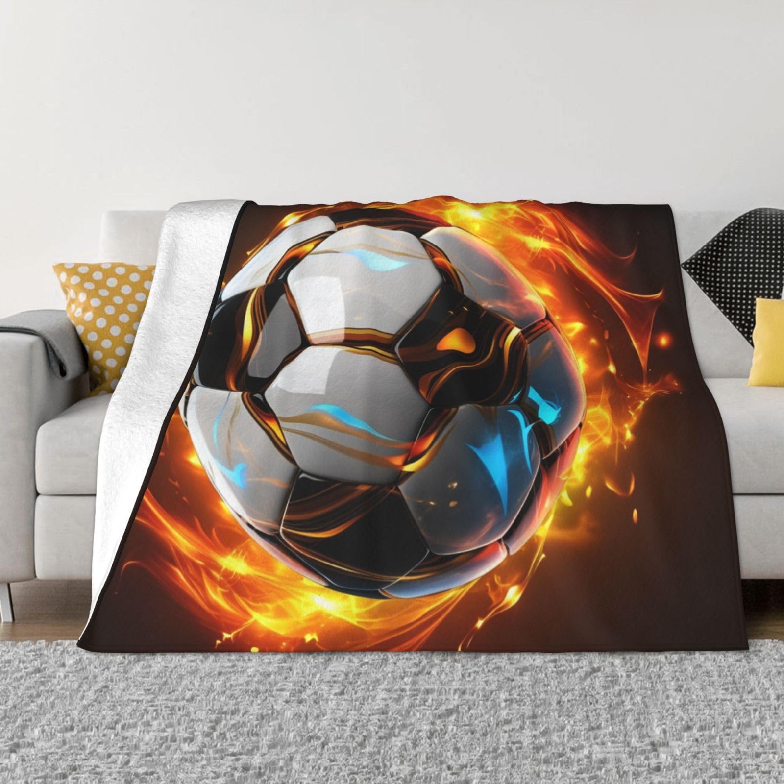 Plaid football micro-polaire idée cadeau anniversaire enfant et ado 150x130
