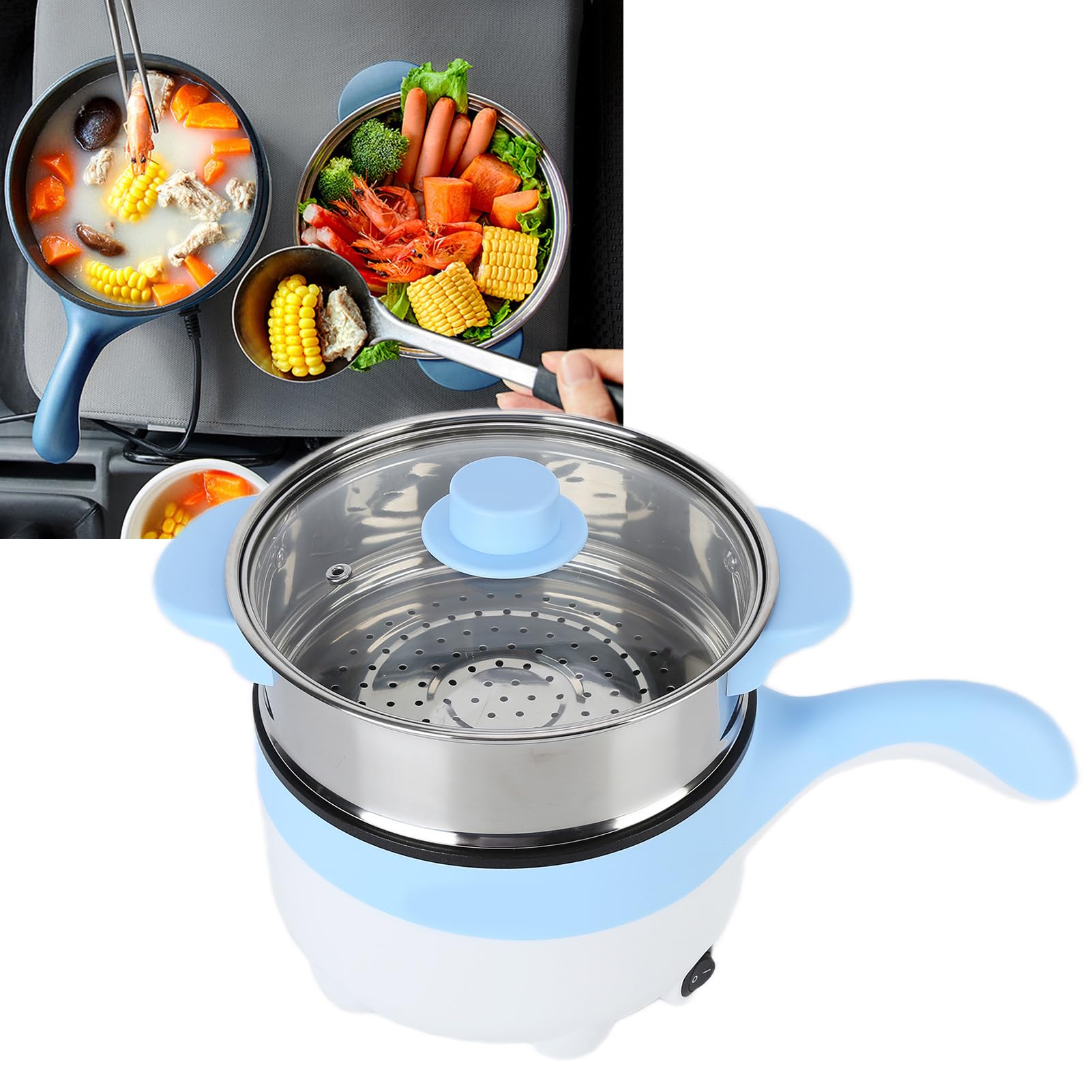 Casserole électrique portable 24 V pour voiture, revêtement en céramique pour camping, camping-car, en acier inoxydable