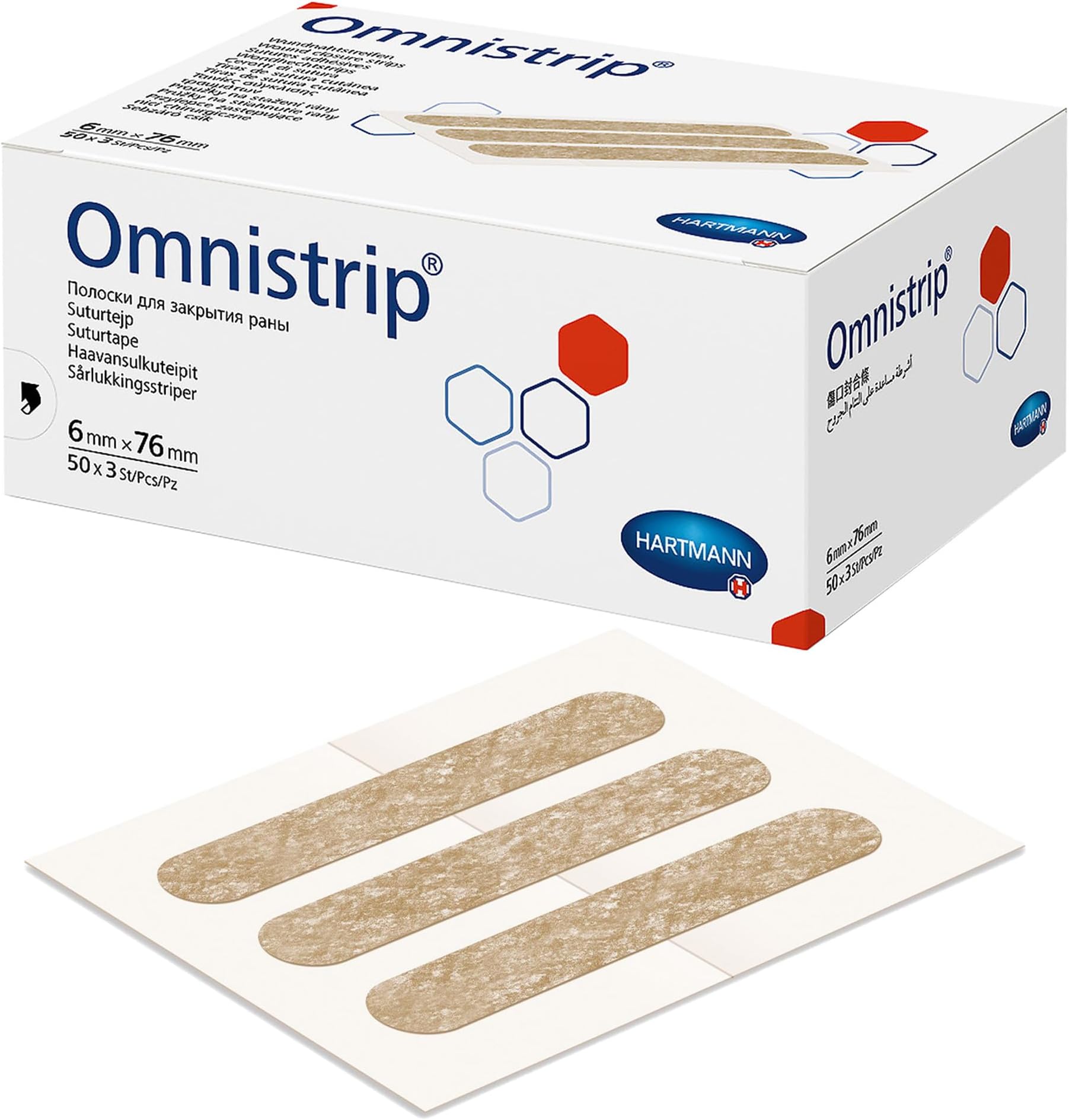 Hartmann omnistrip, wound closure, strips, (6 mm x 76 mm)