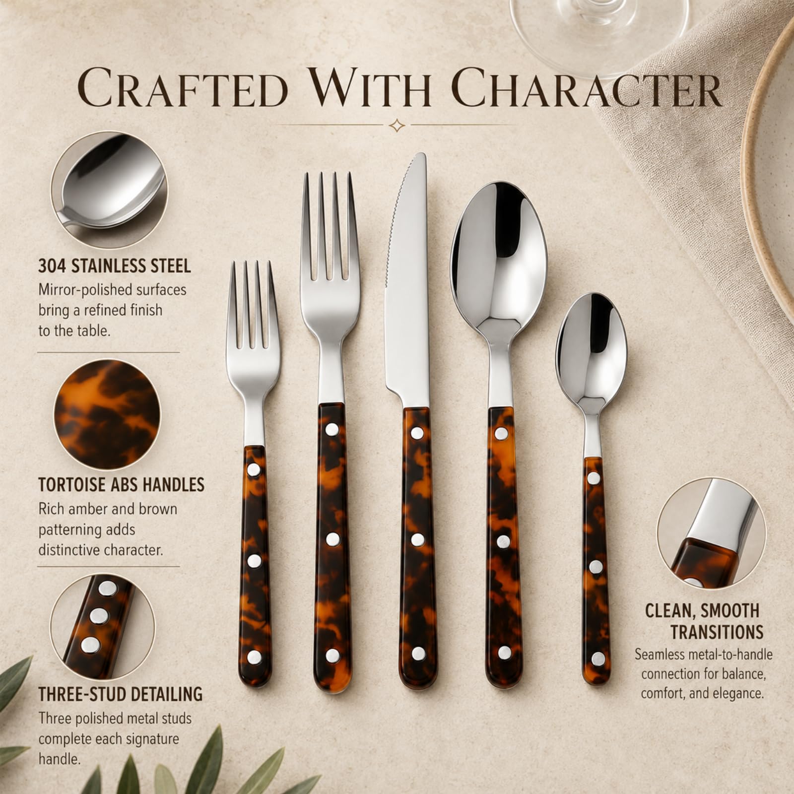 Premium Tortoise Cutlery Set - 20 Piece Stainless Steel -4 Premium Tortoise Cutlery Set - 20 Piece Stainless Steel -4