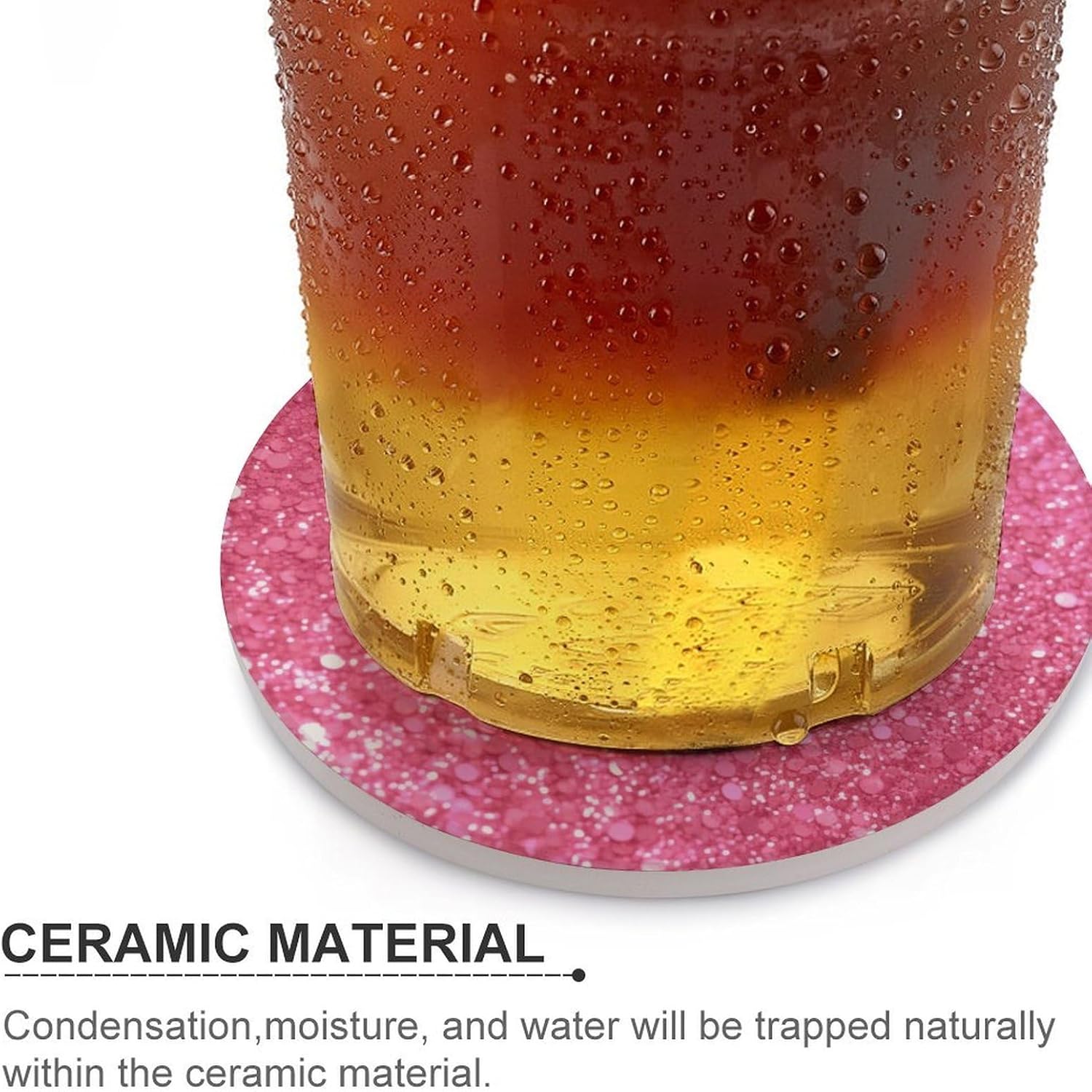 6PCS Sparkling Glitter Coasters Non-Slip Round Drink Coasters with Ceramic Stone and Cork Base, Heat Resistant Absorbent 33.00Stone Coaster Set for Kinds of Mugs and Cups, 4 Inch