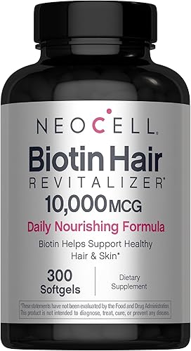 NeoCell Biotin Hair Revitalizer 10000mcg  300 cápsulas blandas  Fórmula nutritiva diaria  para mujeres y hombres  Suplemento para cabello, piel y