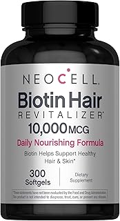NeoCell Biotin Hair Revitalizer 10000mcg | 300 Softgels | Daily Nourishing Formula | for Women and Men | Hair, Skin, and Nails Supplement