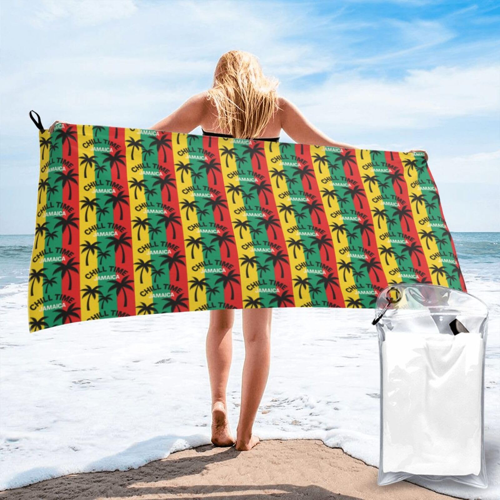 FHIZOAL Jamaica Palm Grove Quick Dry Towel Microfibre Towel Super Absorbent Ultra Compact Gym Sports Beach Camping Travel