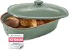 Römertopf Maxi Oval Bread Pot 6.5 Litres Green Ceramic Bread Bin Breathable Clay Pot for Long-Lasting Freshness of Bread and Rolls