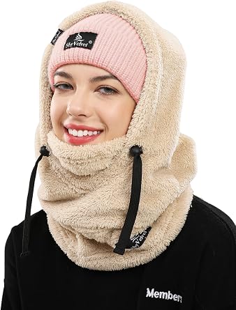 Shy Velvet Wind-Resistant Sherpa Hood Fleece Balaclava Winter Ski Mask | Sherpa Hood Balaclava, Wind Resistant Winter Fleece Ski Mask for Men and Women, Fit for Helmets,Comfy and Breathable