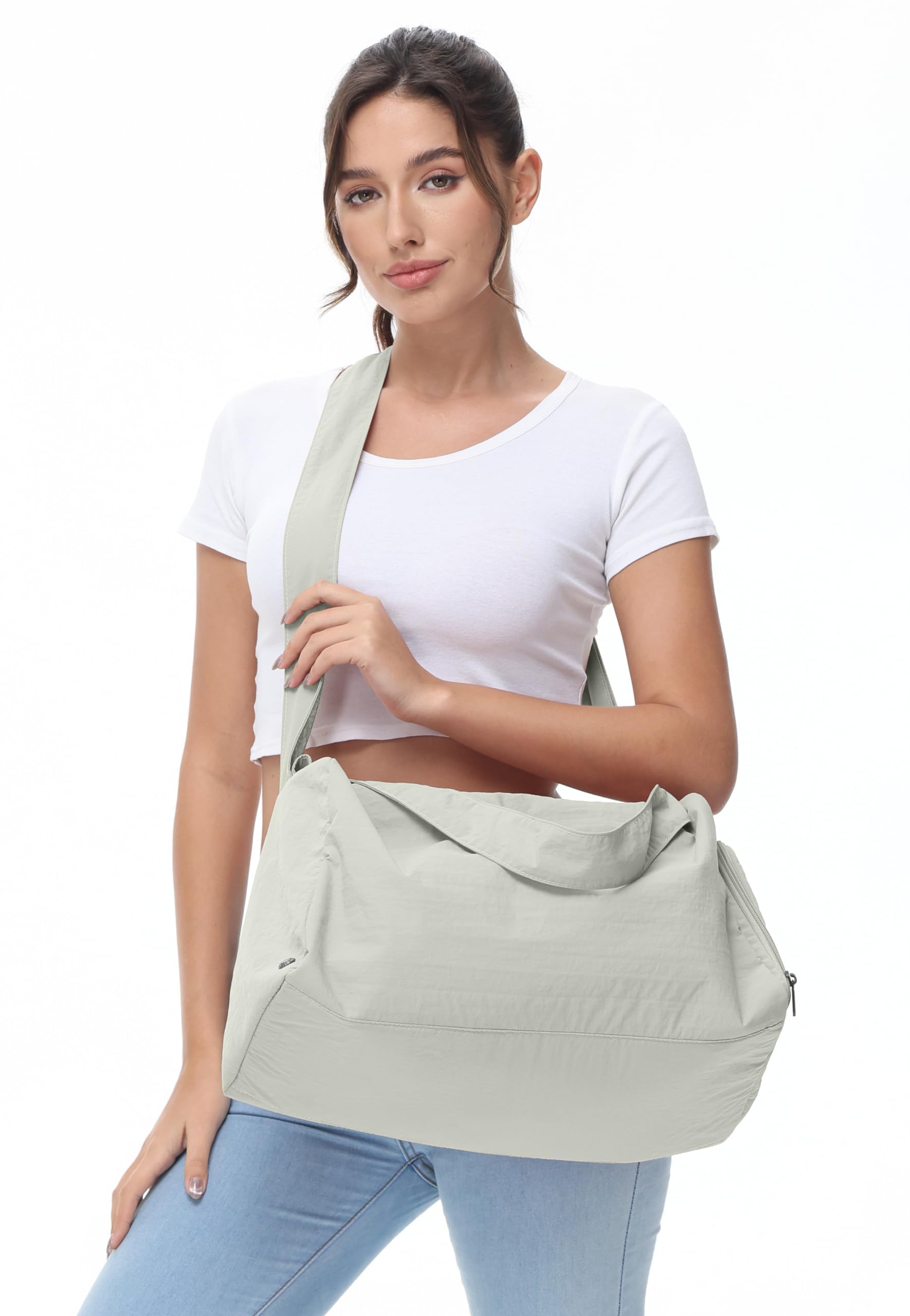 Bolsa de gimnasio pequeña para mujer con compartimento para zapatos, elegante bolsa de viaje para avión, bolsa de lona ligera para mujeres y hombres, bolsa deportiva para gimnasio con bolsillo húmedo