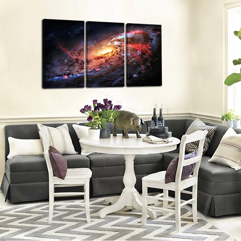 KREATIVE ARTS - Space and Universe Stretched Canvas Print - Space Landscape Paintings Wall Art Decor Universe Galaxy Stars 3 Piece Picture Print on Canvas for Modern Home Decoration Ready to Hang