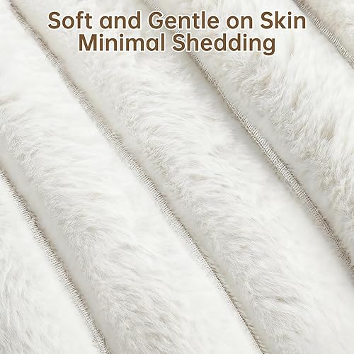 Miniatura 3 de Cama lavable para perros pequeños, 20 x 20 x 6 pulgadas, redonda blanca, piel sintética suave y parte inferior antideslizante, acogedora cama para