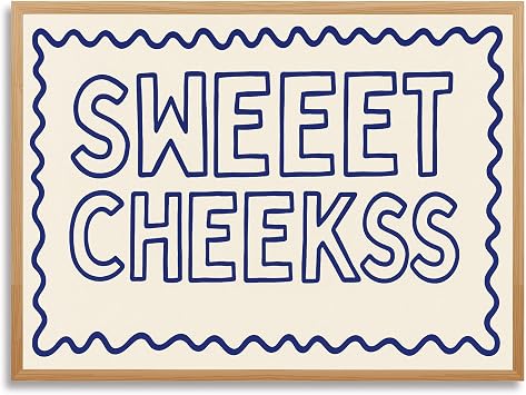 Framed Sweet Cheeks Poster Canvas Print Art Modern Wall Art Painting PicturesTrendy Home Decor Wall Decoration for Dorm Room Living Room Art Print Wood Framed,12L x16W