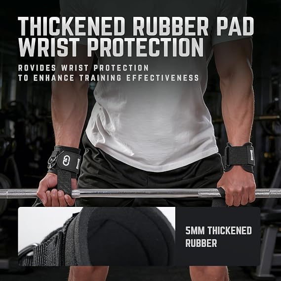 GOUNOD Lifting Wrist Straps, Double D-Ring Non-Slip Grip with Silicone Padded Wrist Support, Heavy Duty Comfortable Straps for Weightlifting, Deadlifts, Pull Ups, Cable Machines, Gym & Bodybuilding