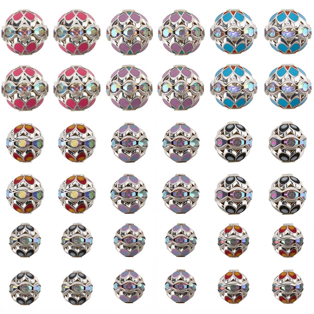 Perles rondes en émail strass et perles boule disco pour création bijoux DIY