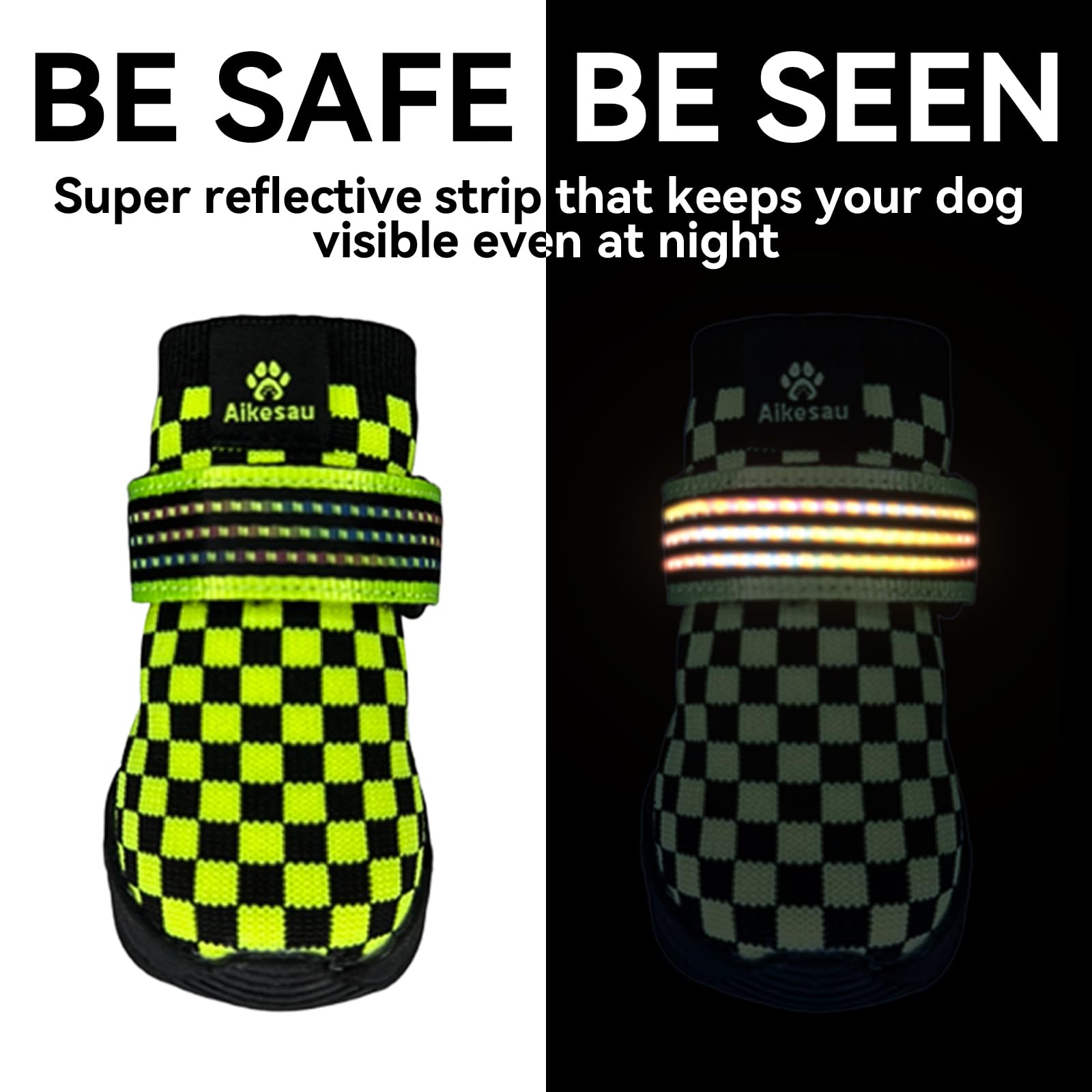 Lot de 4 chaussures pour animaux de compagnie adaptées pour les grands et petits chiens avec bandes réfléchissantes antidérapantes et respirantes, adaptées pour les bottes de chien en plein