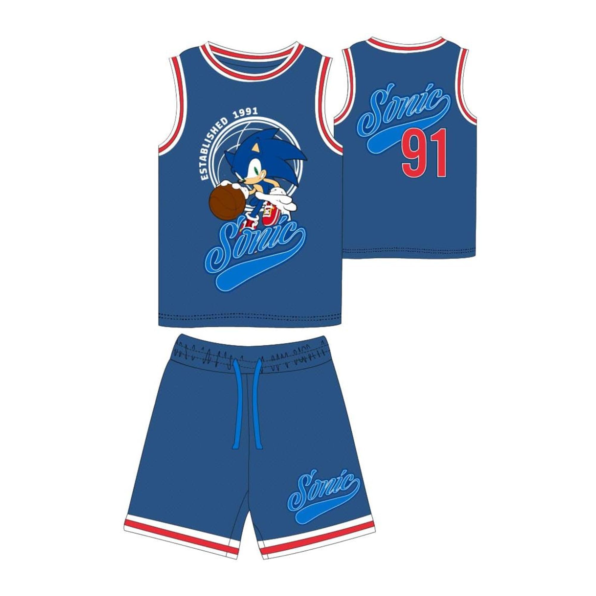 Conjunto 2 piezas deporte Sonic infantil unisex – Conjunto 2 piezas deporte con licencia Sonic para niños y niñas en cole, parque y ocio diario