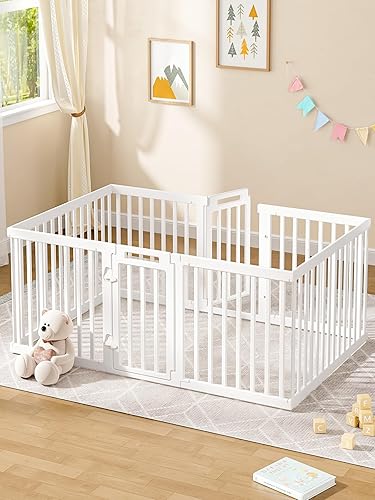 VBABY Corralito para bebés y niños pequeños, corralito de plástico para bebés de 6 a 12 meses, 10 paneles de patio de juegos para bebés, interior y