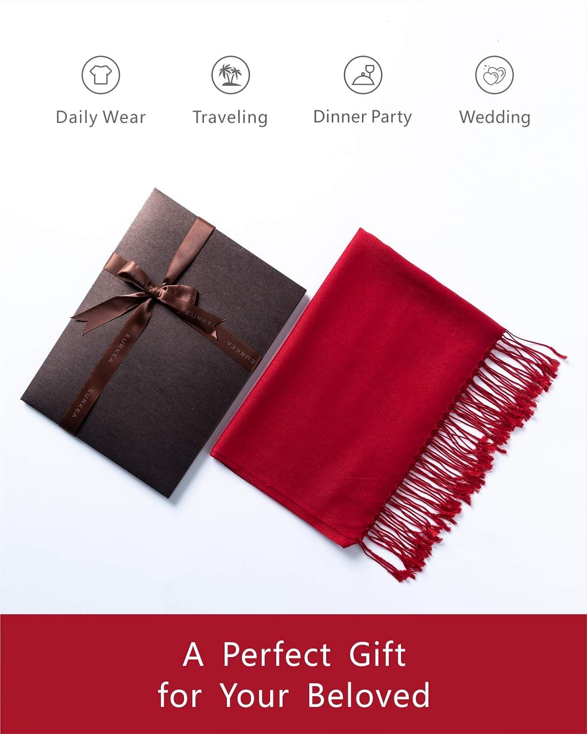 EURKEA Women's Scarf Pashmina Silky Soft Shawls Wraps Stole for Evening, Wedding and Gift - Image 5