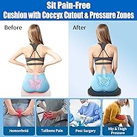 Vista 5 de Gel Wheelchair Cushions for BedSores Prevention,Bed Sore Pad Cushion for Butt - Pain Relief for Long Sitting & Relieve Sciatica, Back, Tailbone