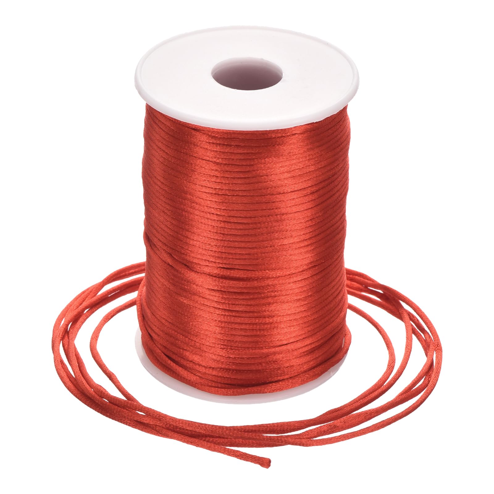 Rebower Nylon Satin Cord 2.5mm, 100m Nylon String for Bracelet Braided Thread [for Jewelry Making Necklace Chinese Knot Craft] - Red