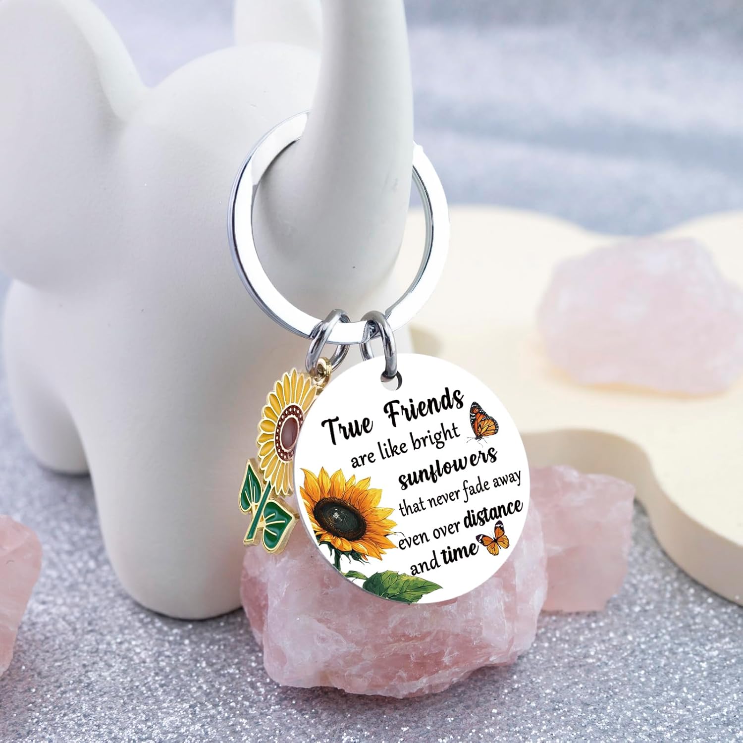 Sunflower Keychain for Women Sunflower Gifts for Women Long Distance Friendship Gifts for Best Friend Bestie Bff Sister Christmas Stocking Stuffers Birthday Gift for Best Friend Keychain Ideas - Image 6