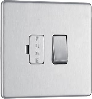 BG Electrical FBS50-01 Screwless Flat Plate Switched Fused Connection Unit, Brushed Steel, 13 Amp