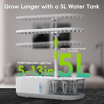 Large Hydroponics Growing System 14 Pods, Indoor Herb Garden with LED Grow Light, 5L Water Tank, Hydroponic Grow Kit with Auto-Timer, STEM Growing kit