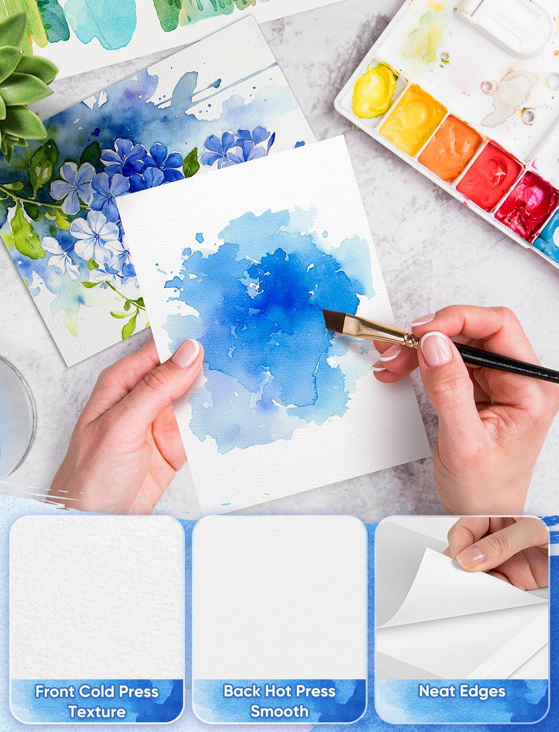 82 Sheets Watercolor Paper Bulk 5"x7", 110lb/230gsm Cold Press Thick Water Color Paper for Child Students Adult, Good Water Absorption, Art Paper for Watercolor Drawing Painting Markers