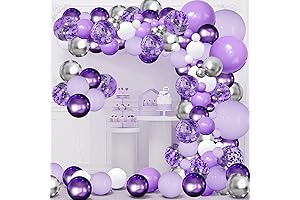 144pcs Purple and Silver Balloons Garland Arch Kit