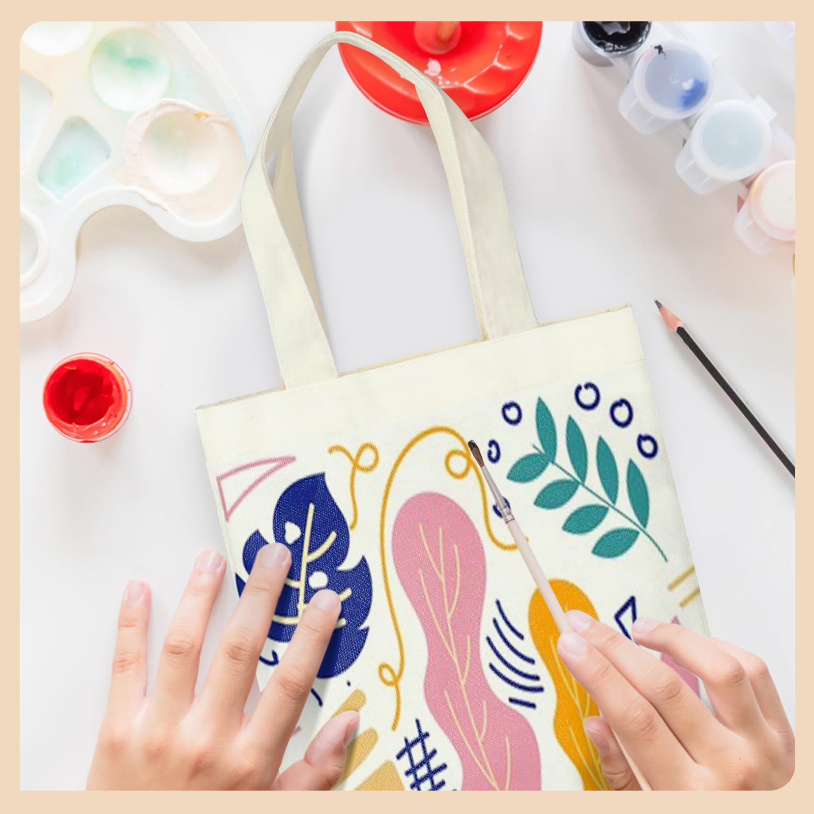 ktxaby 48PCS Mini Canvas Tote Bag,Blank Canvas Tote Bags, Natural Cotton Tote Bags, Thick Reusable Grocery Bags - Image 4
