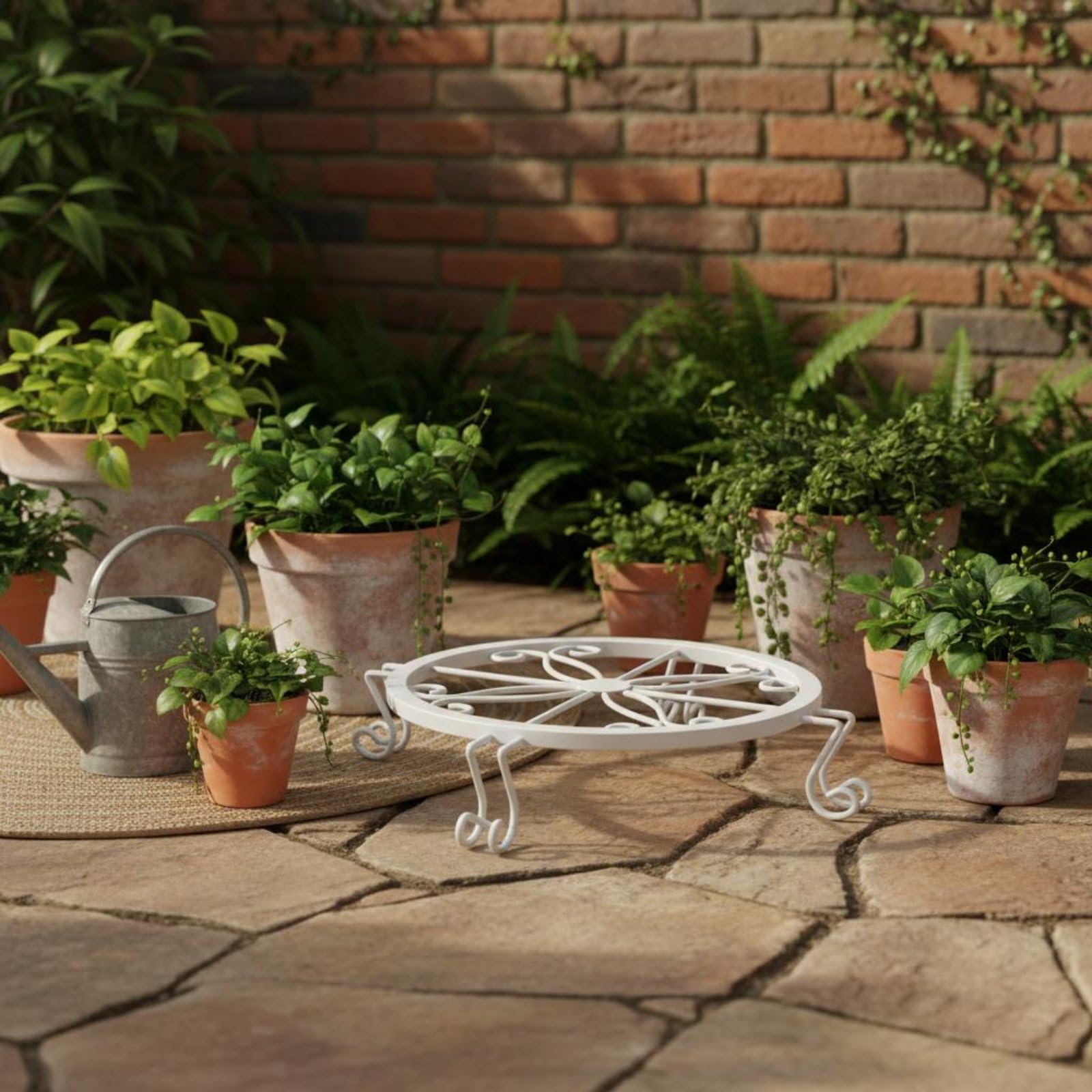 MagiDeal Supporto per Piante Ro per Fiori Vaso Portavasi da Terra per Balcone Giardino Decorazione Rustica Adatta per Soggiorno Terrazza , Nero , Grande 3 Pezzi