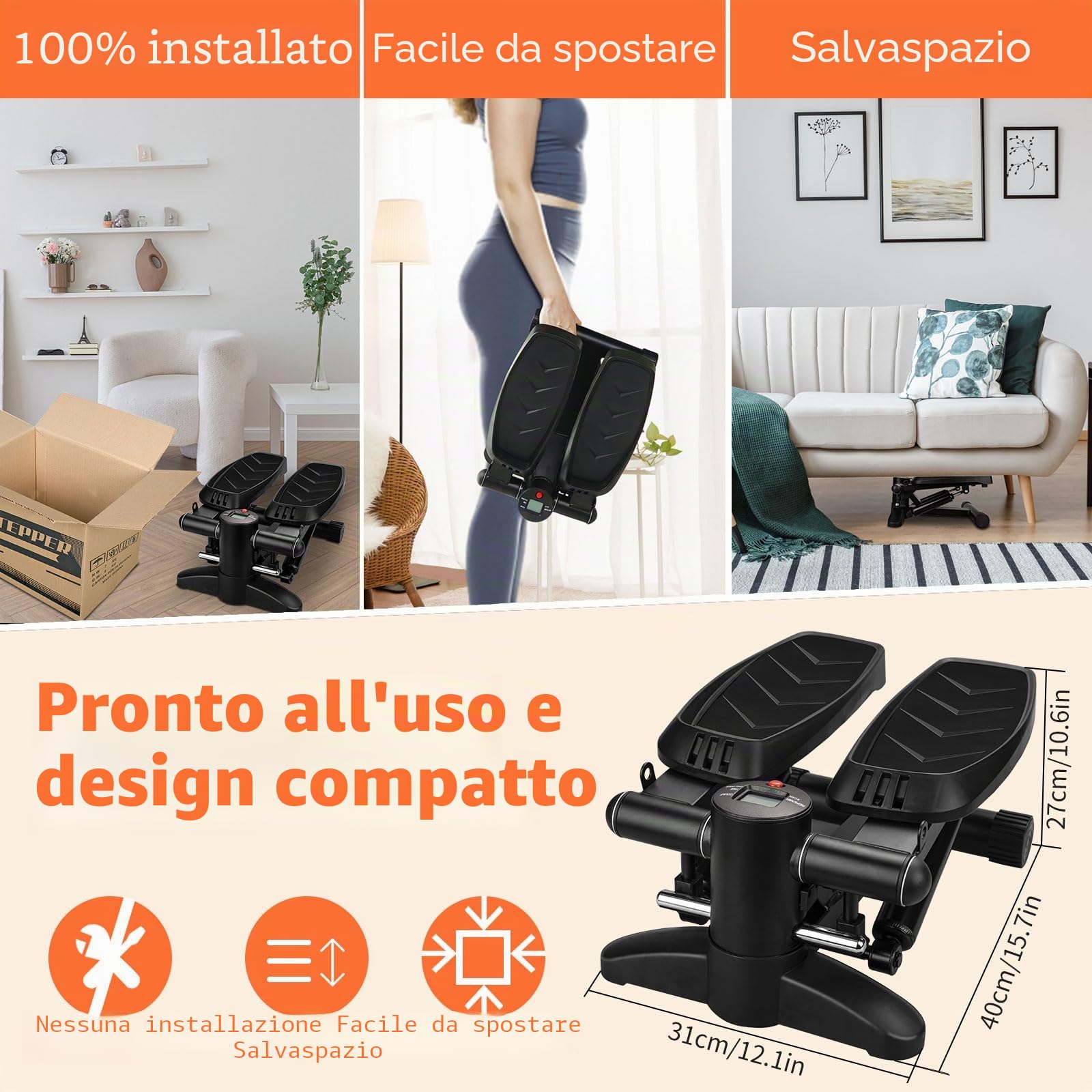 HLC Steppers with Resistance Bands and Step Fitness Equipment, Home Air Climber Step Fitness Equipment