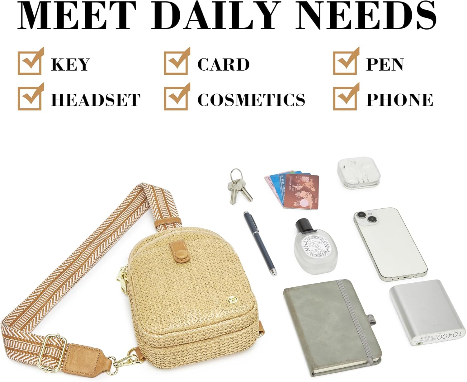 AOCINA Faux Straw Summer Purse Crossbody Bags for Women RFID Raffia Sling Bag Travel Hawaiian Beach Vacation Essentials - Image 4