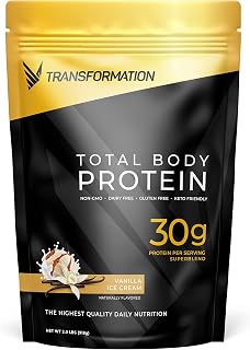 Transformation Protein Super Blend | Egg White, Collagen Peptides, and Plant Protein | 15 Billion CFU Probiotics | Digestive Enzymes | MCT Oil | BCAAs | Low Carb Shake for Men & Women | Vanilla