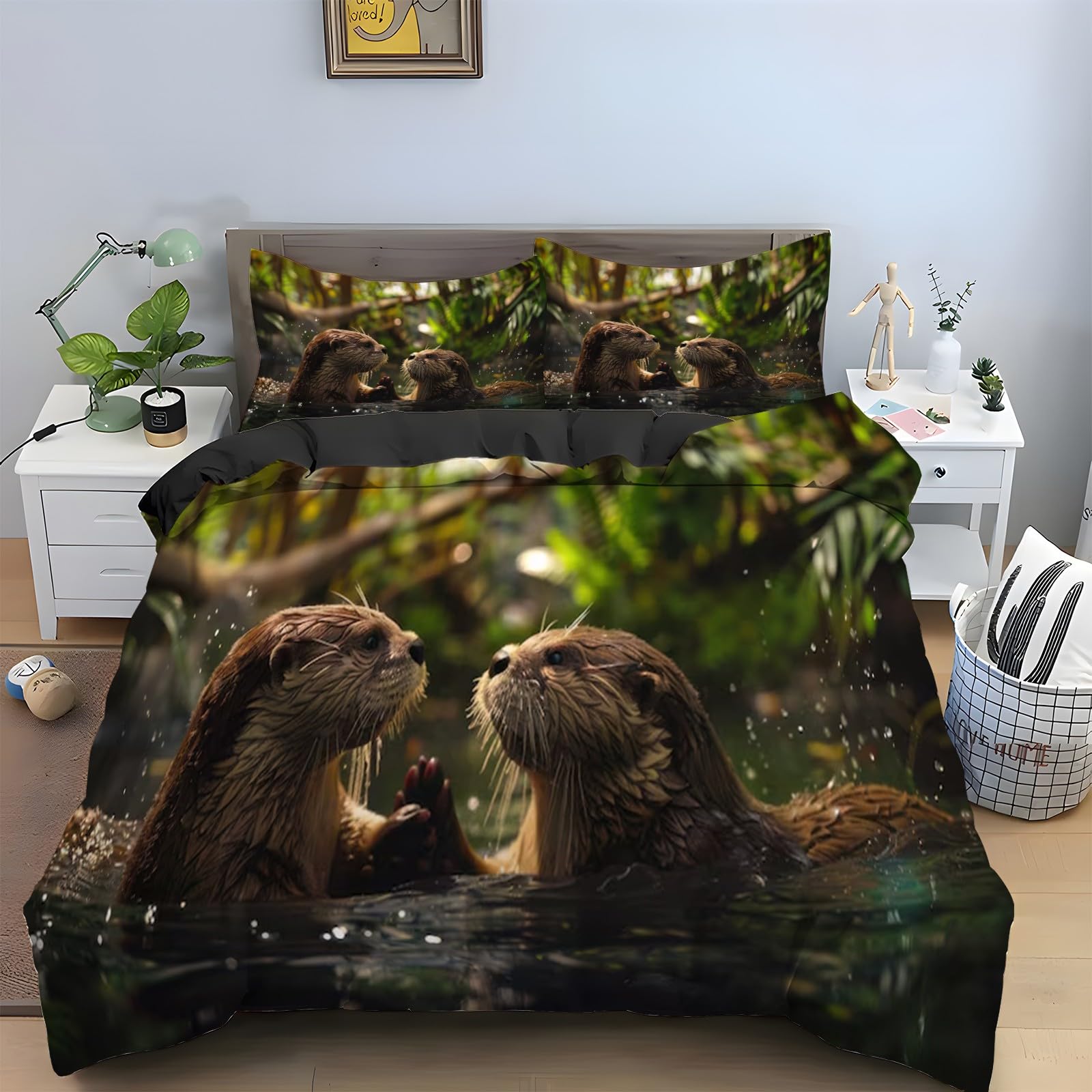 Parure de lit 2 personnes capybara avec housse de couette microfbre douce