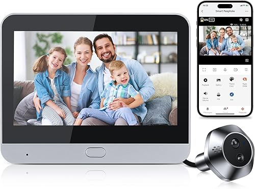 Cámara de timbre de video con monitor a color de 4.3 pulgadas, timbre inalámbrico HD 1080P, WiFi, conversación bidireccional, funciona con batería