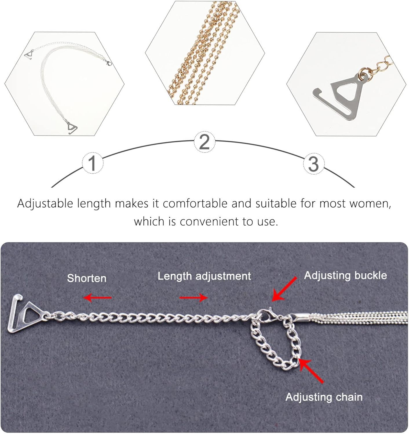 Abaodam 5sets Elegant Pearl Bra Straps Adjustable Length Non-Slip Design Perfect for Bridal Belt 2pairs*5