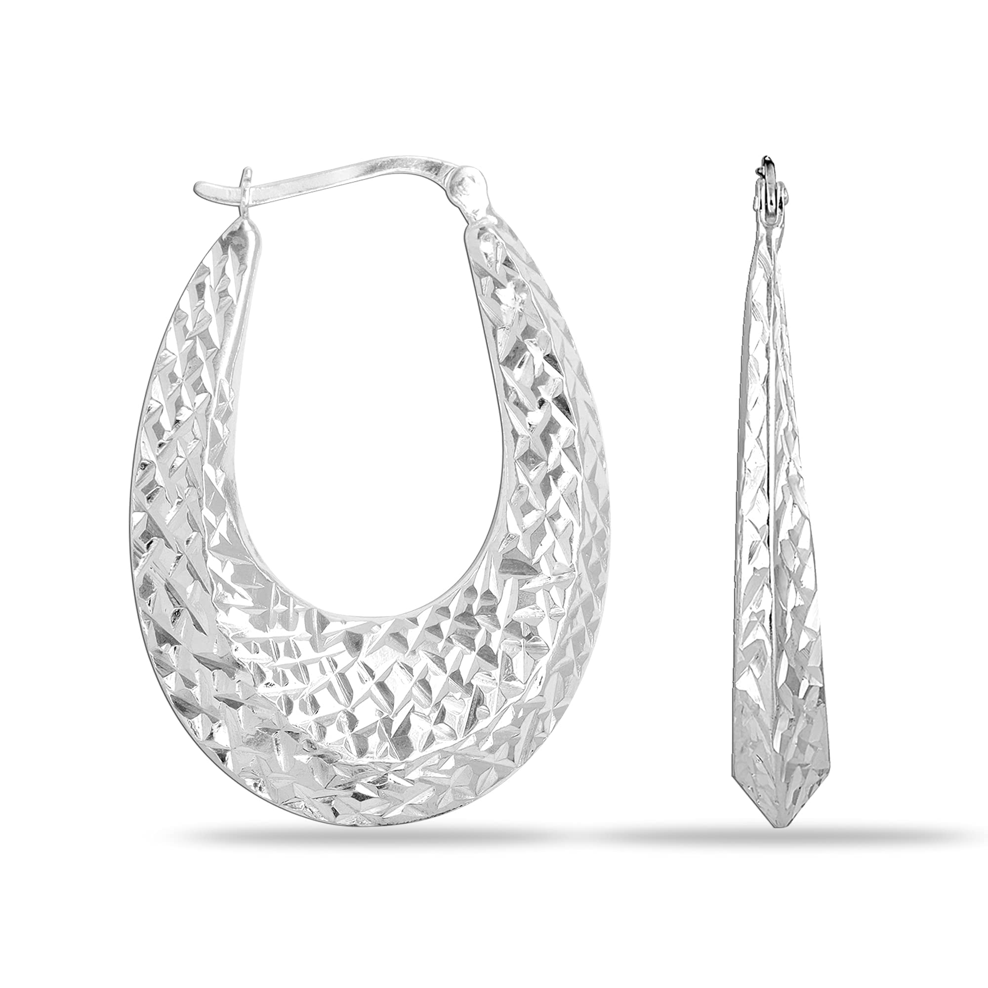 LeCalla 925 Sterling Silver BIS Hallmarked Light-Weight Oval Hoop Earrings for Women and Girls (B09VNK24YQ) Amazon Price History, Amazon Price Tracker