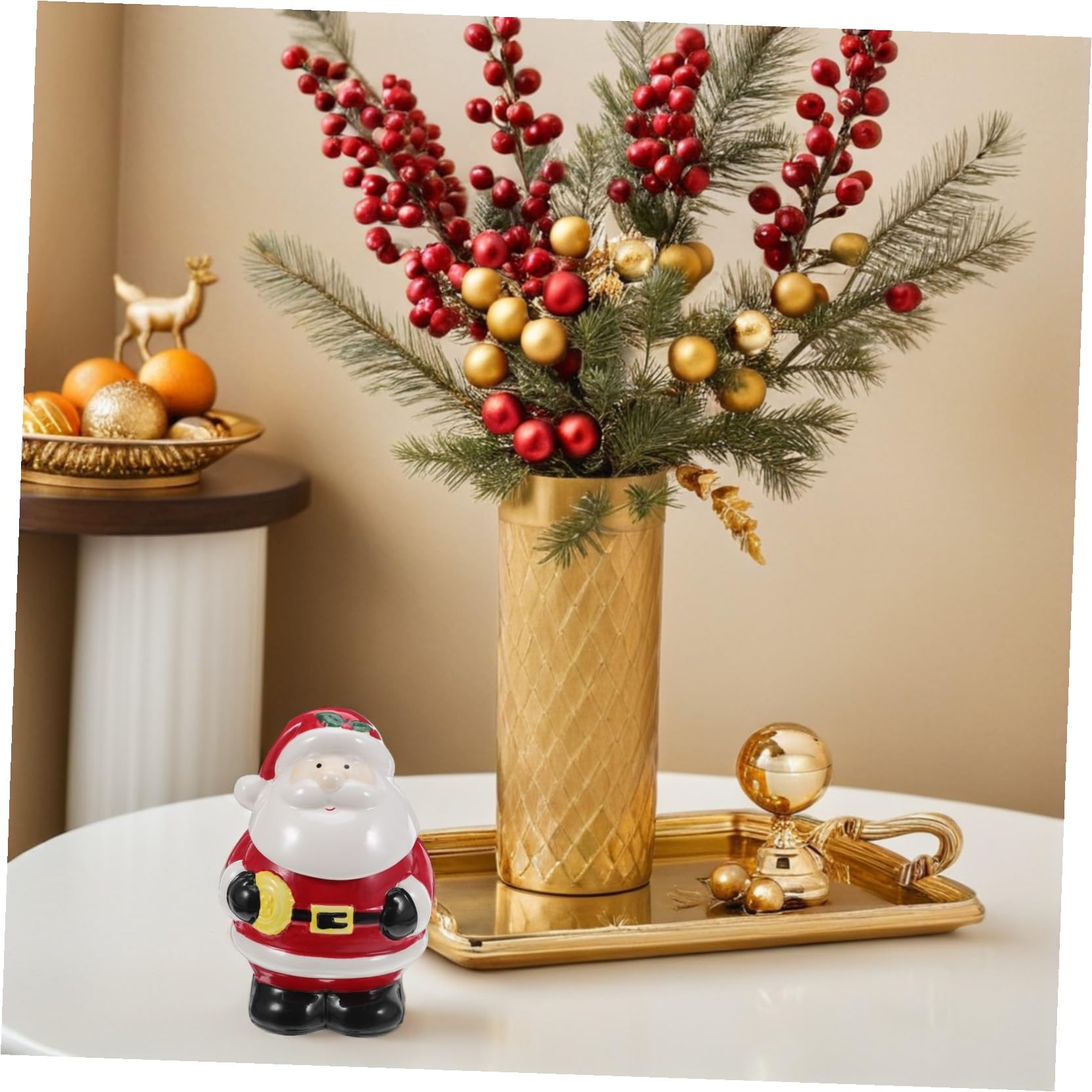 ULTECHNOVO Barattolo Biscotti Natalizio in Ceramica con Coperchio Contenitore Piccolo Babbo Natale per Caramelle Biscotti Dolci Decorazione da Tavolo per Feste di Natale Vaso Porta Snack